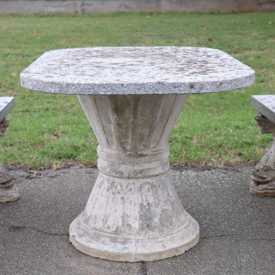 Conjunto de jardín con mesa y dos bancos, Conjuntos de jardín, Otro, Gris, Vintage (foto 4 de 12)