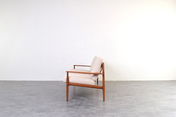 Image 1 of Deense teakhouten en wollen sofa uit het midden van de 20e eeuw, ontworpen door Grete Jalk voor France & Søn, jaren 60.