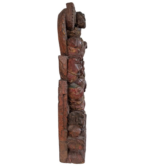 Pannello di Tempio Polìcromo Indiano del Sud Antico – Ganesha – circa 1820 – 49 cm – Decorazioni murali (photo 3 of 5)