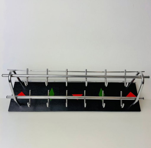 Vintage Modernist geometric wall coat rack