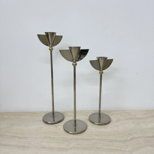 Juego de 3 candelabros estilo Memphis, años 80