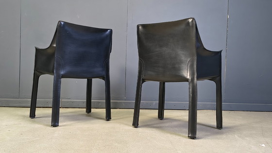 Image 1 of Set of 6 Cassina Cab 413 Chairs by Mario Bellini, 1980s