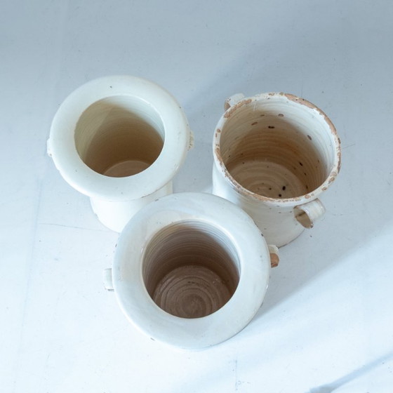 Image 1 of 3x Antique Handmade Ceramic Vases, Set of Three, Italy 1900 circa