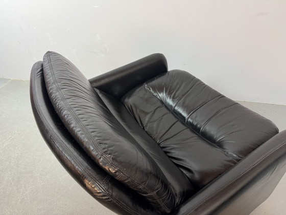 Image 1 of Mid-Century Italian Design Black Leather Lounge Chairs by Titina Ammannati & Giampiero Vitelli for Brunati, Italy, set/2, 1970s