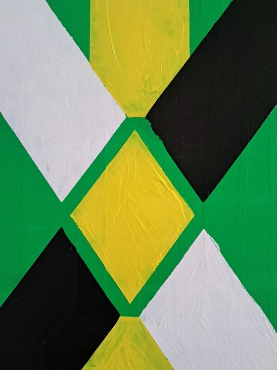 Image 1 of Enzo SAN MARCO - Essential colors on a green background - Artist's painting