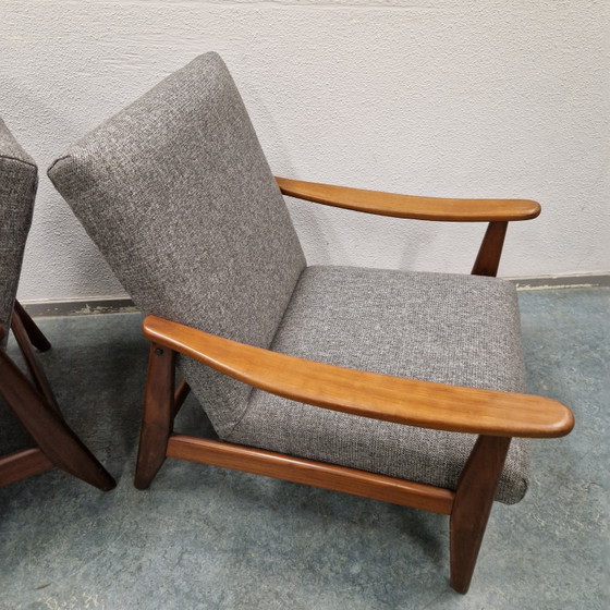 Ensemble de fauteuils vintage nouvellement rembourrés fauteuils danois mid-century – Textile, Wood (photo 7 of 15)
