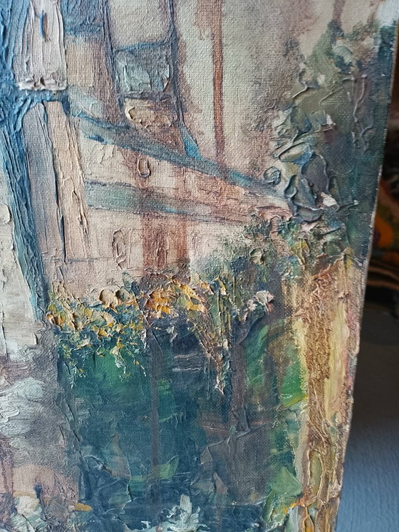 Image 1 of Antiguo óleo sobre lienzo castillo Firmado 1970