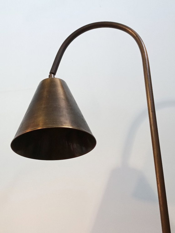 Image 1 of Lampada da terra in ottone disegnata da Jacques Adnet per Valenti, anni '60.