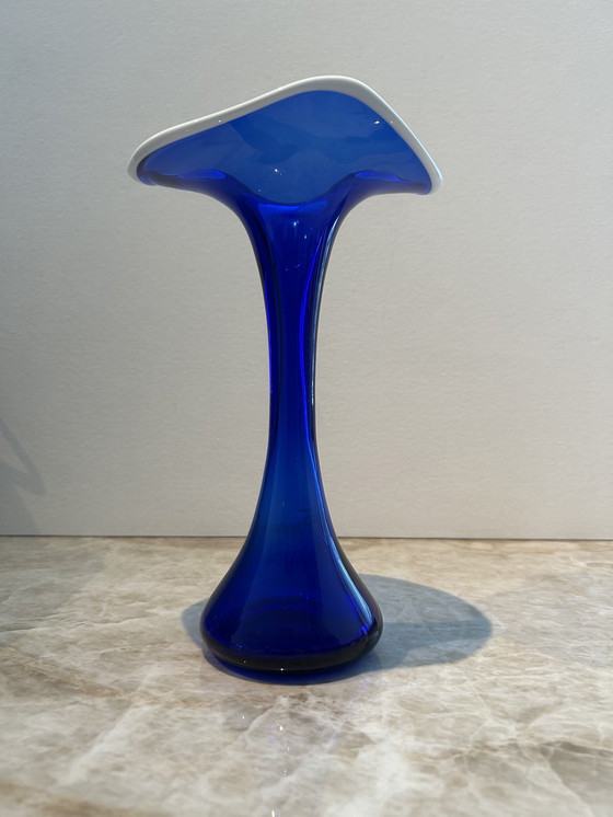 Image 1 of Mondgeblazen kobaltblauwe vaas