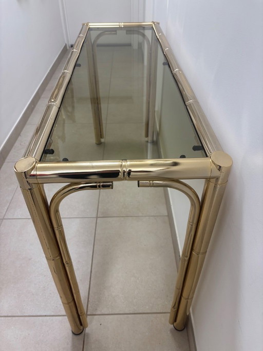 Vintage brass faux bamboo side table