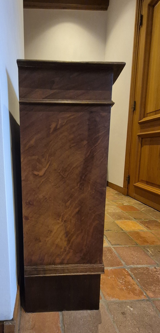 Image 1 of Strak antiek Hollands roldeur tambour cabinet, bow front kast