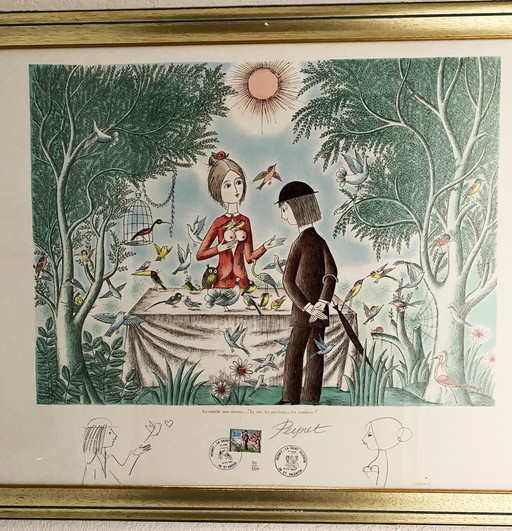 Peynet "Le Marché aux Oiseaux” (The Bird Market) 1985