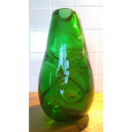 Vase vert vintage, Tchécoslovaquie 1970