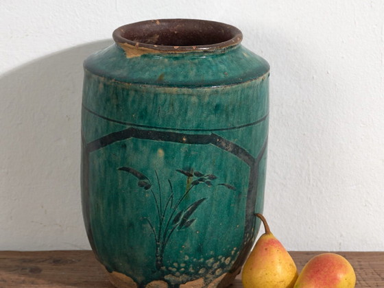Antieke geëmailleerde vaas met plantaardige motieven (ca. 1820) #15 – Vazen, Ceramic (photo 2 of 40)