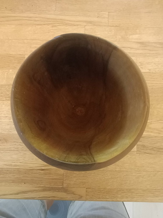 Image 1 of Pot vintage italien en bois d'olivier avec couvercle