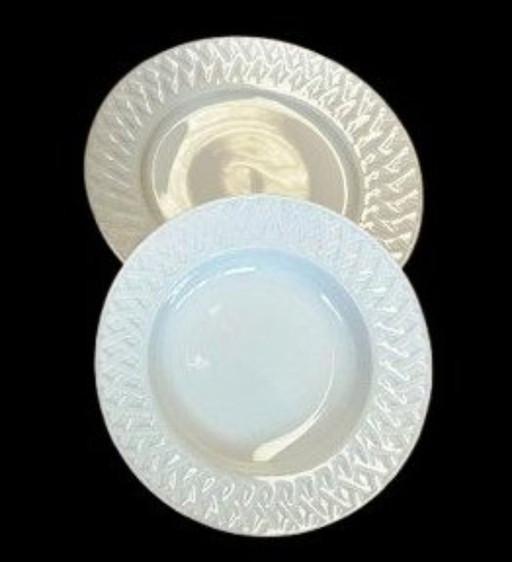 Service d'assiettes pour 6 personnes (6 assiettes plates + 6 assiettes creuses) Val de France Louisiana Porcelaine de Limoges