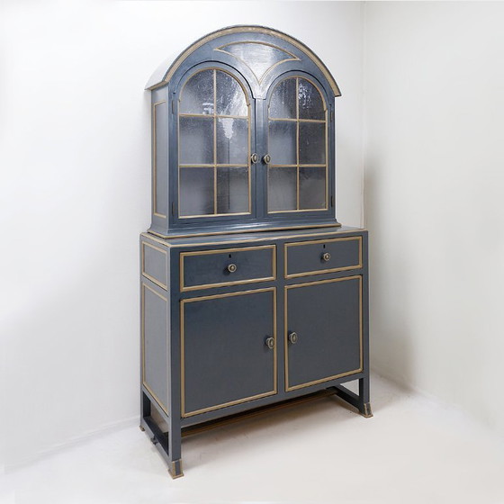 Image 1 of Vintage tweedelige kast van grijs gelakt hout - verkrijgbaar als set van twee (A)