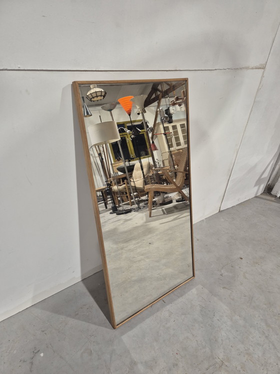 Image 1 of Deense vintage mid century teak spiegel japandi stijl.