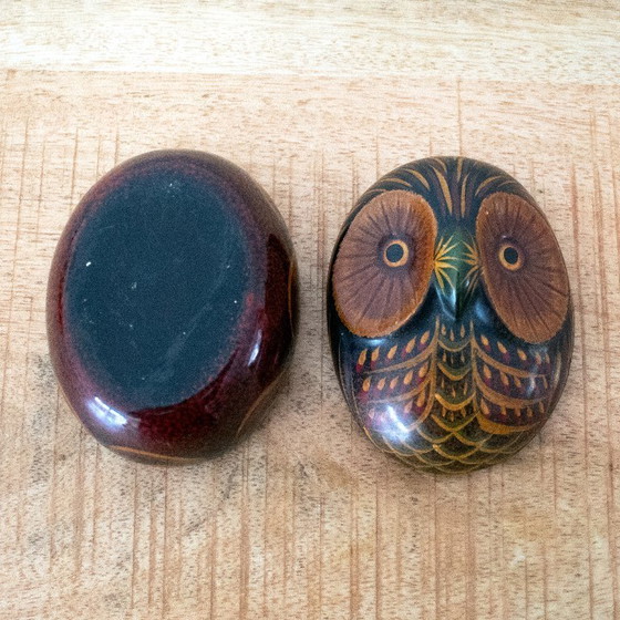 Image 1 of Keramik-Eulenbox: kleine, handbemalte Box mit Vogelmotiv