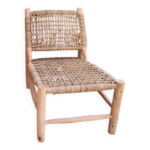 Fauteuil en corde et bois d'eucalyptus