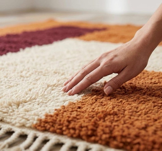 Tapis en laine artisanal 200/300, Crème (photo 7 sur 7)