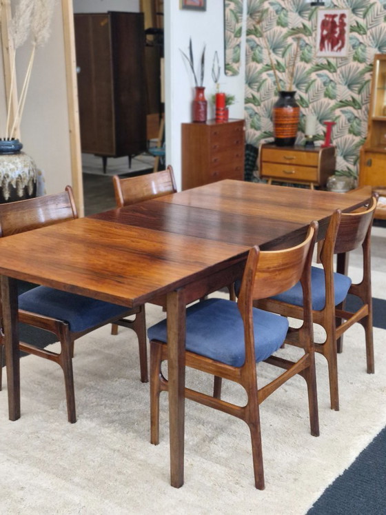 Image 1 of Set da pranzo vintage con tavolo allungabile e 4 sedie in palissandro, anni '70