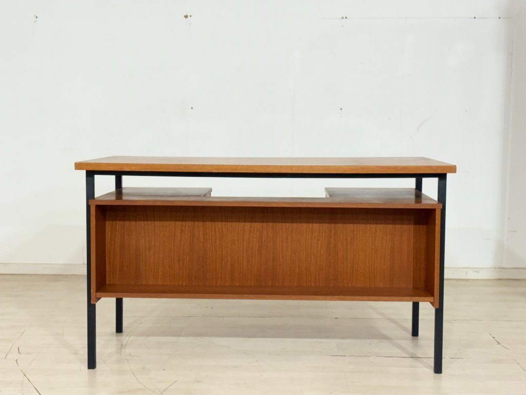 Mid-Century Danish Teak Desk with Metal Frame / Office Desk