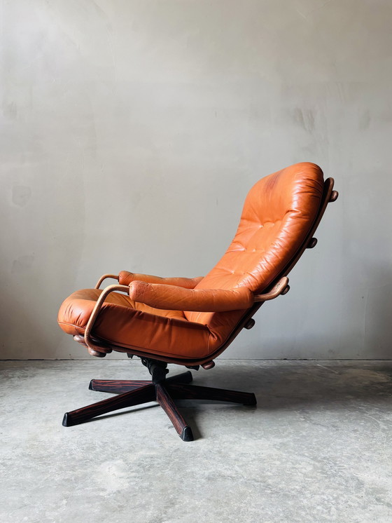Image 1 of Sillón Göte Möbler, diseño sueco, moderno de mediados de siglo, giratorio, cuero