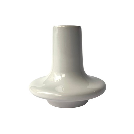 Mid-Century Modern Ceramic Vase – White