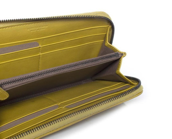 Image 1 of Bottega Veneta, Lime green intrecciato nappa zip wallet