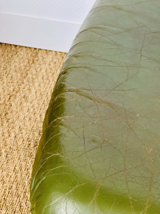 Image 1 of Scandinavian sofa in green leather and oak, 1960, Set of 3