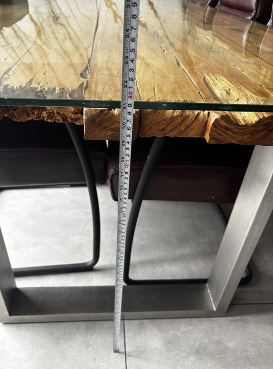 Teakhouten Eettafel Van Goossens – Glass, Metal (photo 6 of 6)