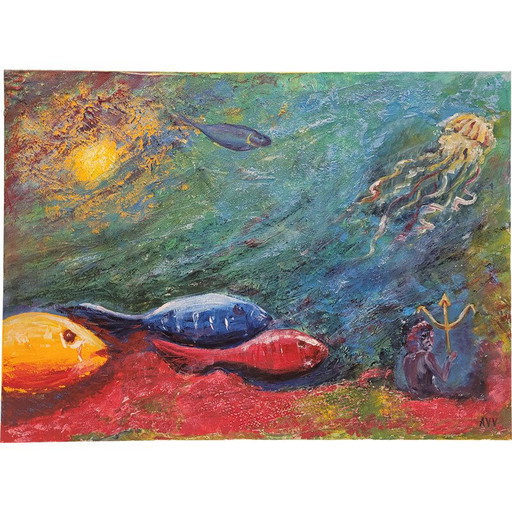 Vintage painting “Seabed” by Henar Sastre