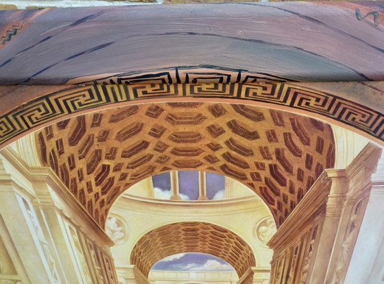 Image 1 of Een kunstreproductie van het schilderij "100 Years of Film” van kunstenaar Renato Casaro.