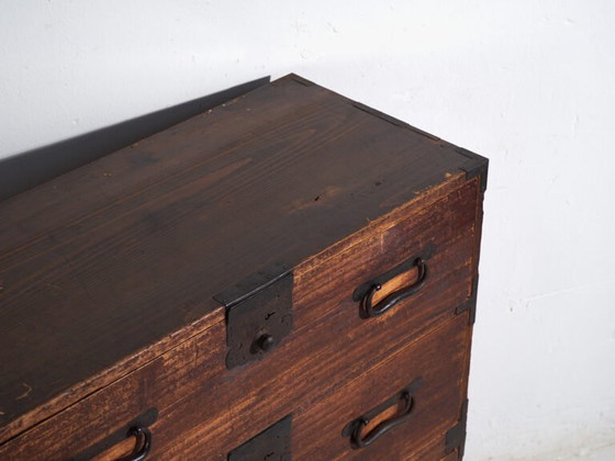 Antique Tansu chest of drawers with small door - Meiji / Taishō Period (c. ) #33 – Sideboard cabinet (photo 14 of 40)