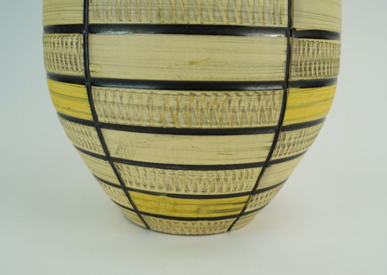 Image 1 of large west german mid century vase 1950s FLOOR VASE model no. 103/40 with scraffito decoration