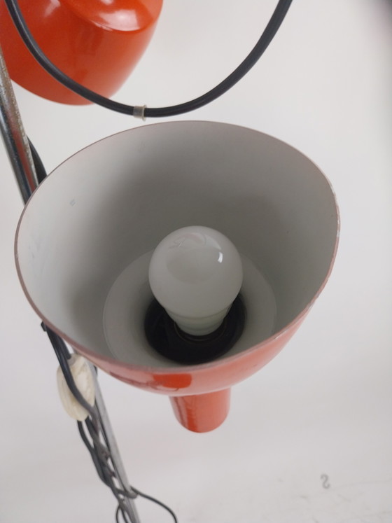 Image 1 of 1 x orangefarbene Doppelstrahler-Stehlampe aus den 1970er Jahren, 150 cm hoch