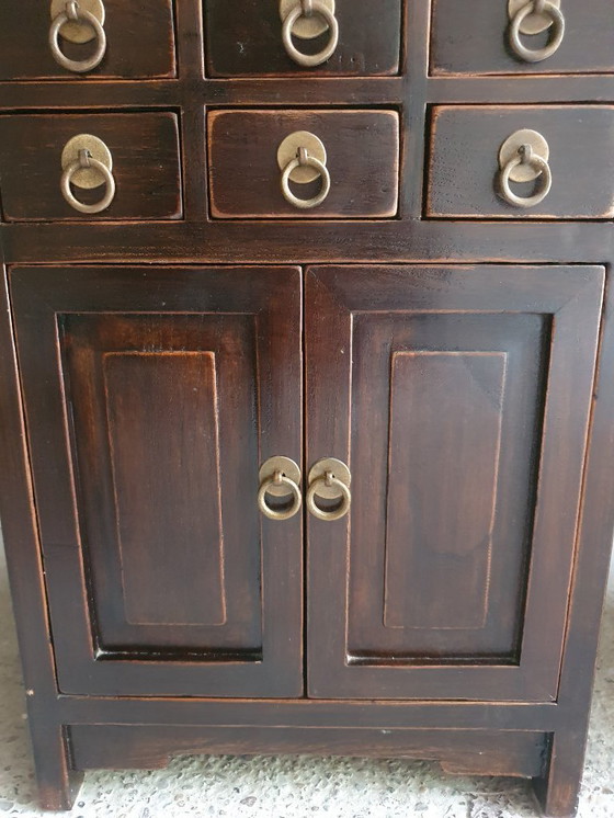 Image 1 of Pair Of Vintage Asian Apothecary Cabinets