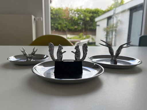 3x Vintage chrome bowls