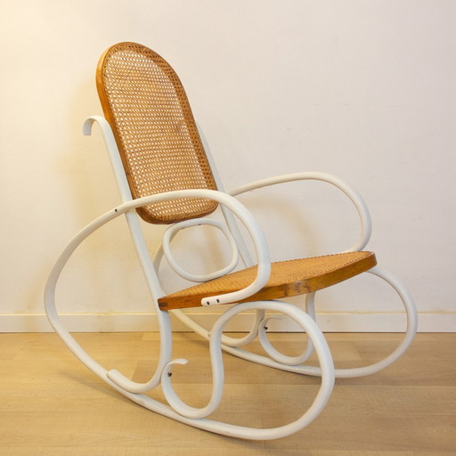 Art Nouveau Wicker Rocking Chair, Spain, Late 19th Century