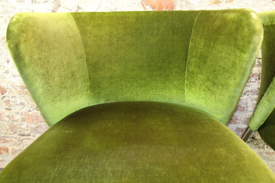 Image 1 of Fauteuils lounge style années 50. Lot de deux. Velours vert.