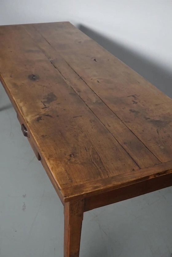 Image 1 of Antiker französischer Landhaus-Esstisch aus Ulmenholz, 19. Jahrhundert