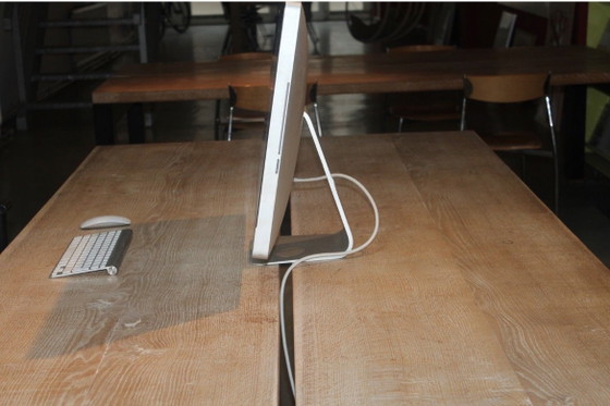 Image 1 of Industrial design dining table / conference table - solid oak - 250 x 120