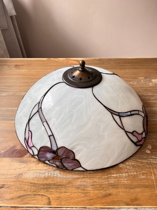 Lámpara de techo estilo Tiffany vintage, lámpara de techo con forma de cúpula y cristal.