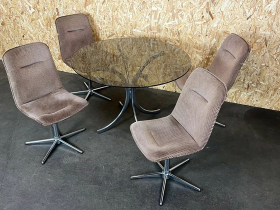 Image 1 of 60s 70s 4x Stoelen Stoel & Tafel Eetkamerstoelen Eettafel Design 60s