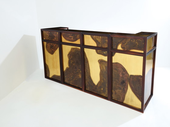 Image 1 of Isabelle and Richard Faure Oxidized Brass Bar Cabinet Counters 1970s