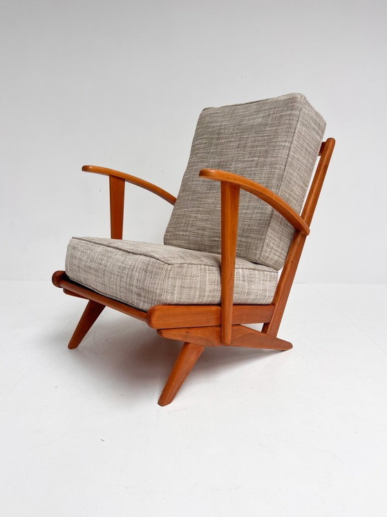Image 1 of Poltrona in legno con struttura a fuso, stile metà secolo, anni '60 (singola unità)