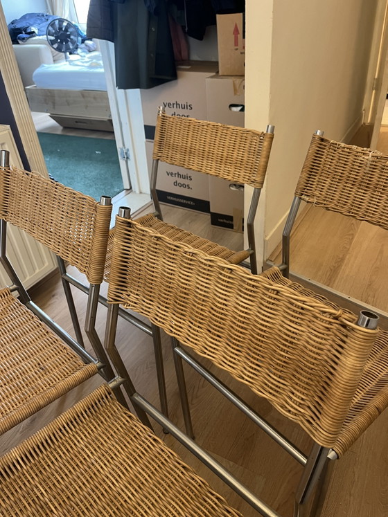 Set di 6 sedie di design Martin Visser Spectrum SE05 – Sedie da pranzo, Chrome, Wicker (photo 6 of 8)