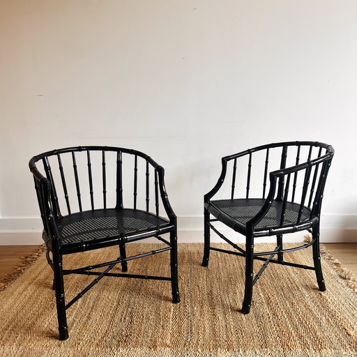 Pair of Regency Faux Bambou Armchairs