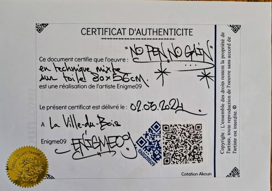 Image 1 of ENIGMA09 - No pen no gain - Artist's canvas